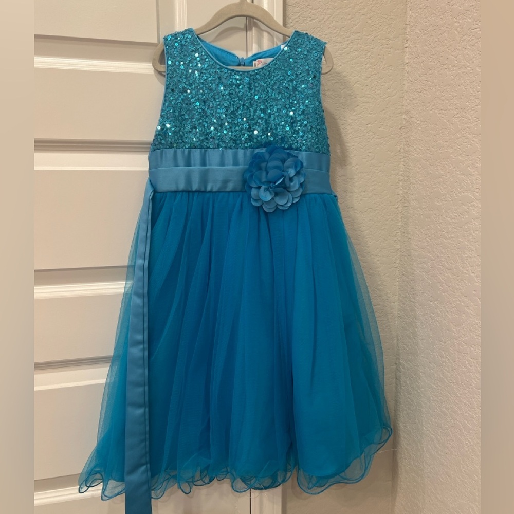 Blue Sequin Kids Dress